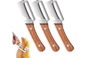 oliwex Zero Snag Wooden Peeler, 2-in-1 Multifunctional Stainless Steel Peeler, Potato Fruit Pumpkins Kitchen Peelers with Bot