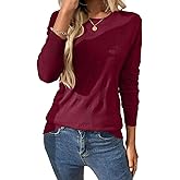 Women's Soft Knit Sweater Long Sleeve Crew Neck Sweaters Fall Trendy Dressy Casual Pullover Tops
