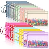Marspark 20 Pack A4 Mesh Zipper Pouch Bags with Handle, Double Layer Nylon Puzzle Building Block Sets Toy Storage Organization, Breathable Clear Zipper Pouch for School Office Games (Multicolor)