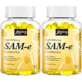 Jovianoy SAM-e Gummies with L-Tyrosine, Vitamin B Complex & NAC, CoQ10, High-Potency SAM-e Supplement - Pineapple Flavor, for Mood, Joint, Cognitive & Liver Detox, Vegan Friendly, 180 Gummies