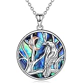 YFN Raven Crow Necklace Sterling Silver Crescent Raven Pendant Necklace Viking Jewelry Gifts for Women Men