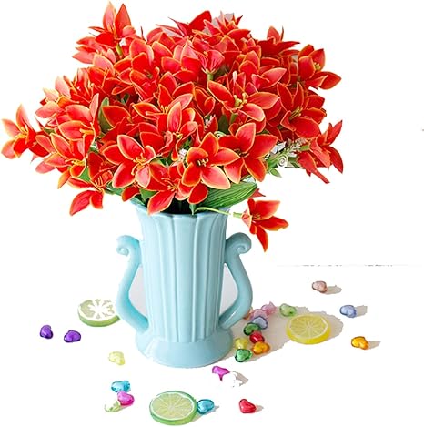Amazon 18ヘッド ブーケ 人工ユリの花 結婚式の装飾用 花 カラーリリー 造花 ナルシッシュ 花 パーティー 装飾 アクセサリー オレンジ Na 造花 オンライン通販