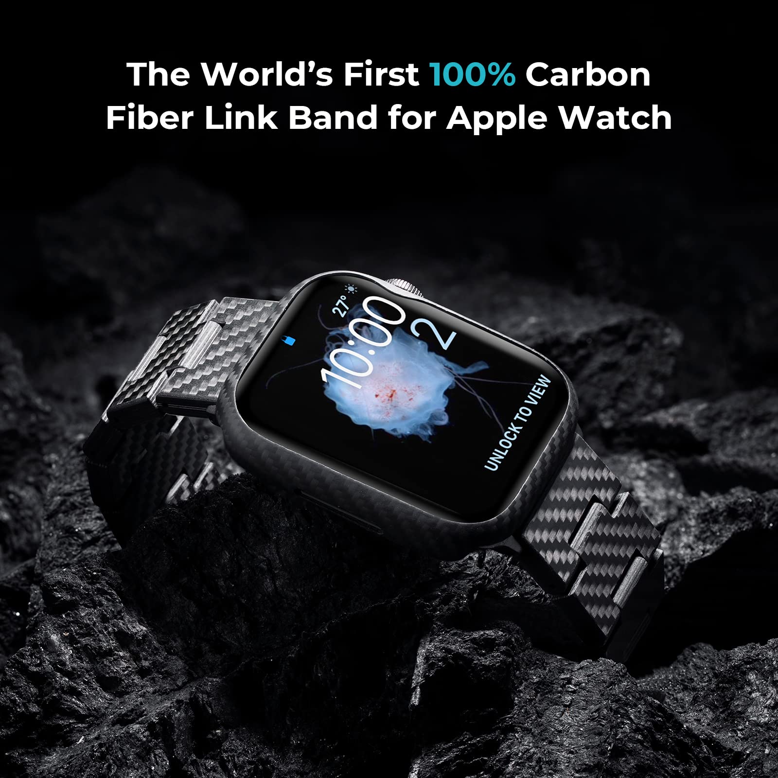 pitaka Apple Watch Band Compatible with Apple Watch Ultra 2/Ultra/10/9/8/7/6/SE/5/4/3/2/1, Adjustable Apple Watch Ultra 2 Band, 100% Carbon Fiber Apple Watch Band - Retro