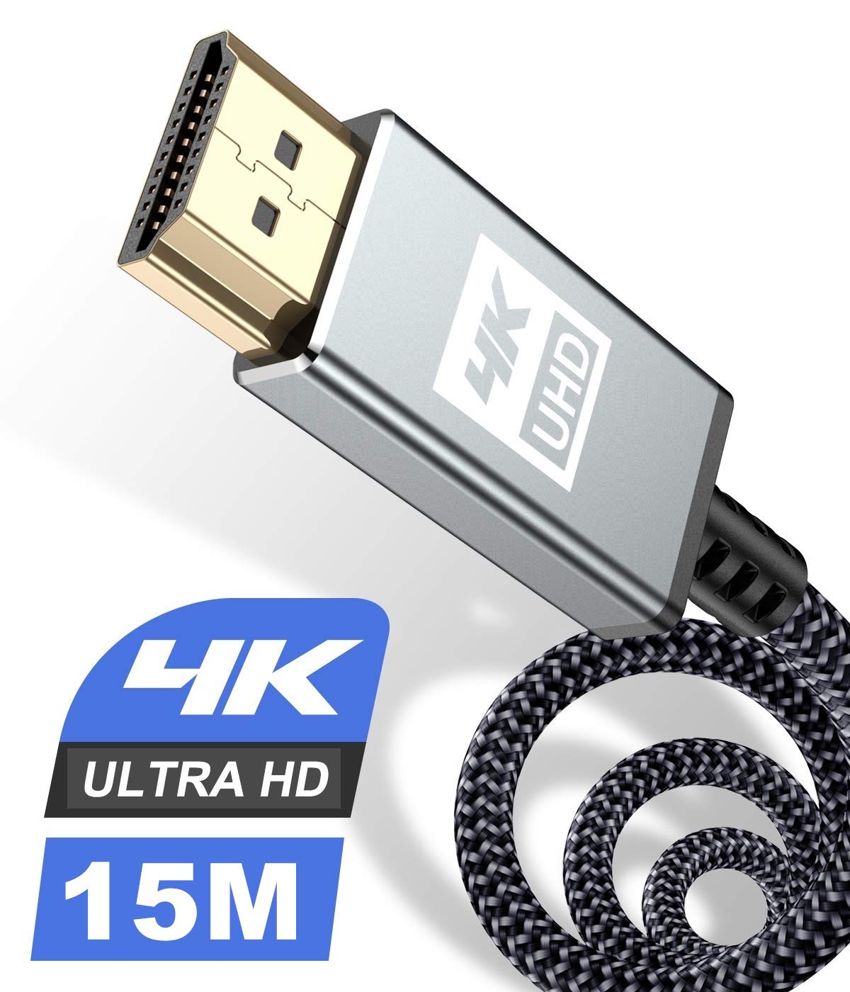 sweguard 4K HDMI Cable 15M Ultra High Speed 4K HDMI 2.0 Lead Support 4K@60Hz ARC, HDR, 3D, Ethernet,HDCP 2.2，Compatible with Monitor，Laptop，Fire TV, PS5/4/3, Xbox one, Projector, Soundbar, PC