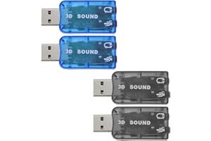 SING F LTD 4PCS External 5.1 USB Stereo Sound Card with 3.5mm Headphone and Microphone Ports 3D Virtual 5.1 Channel Audio Ada