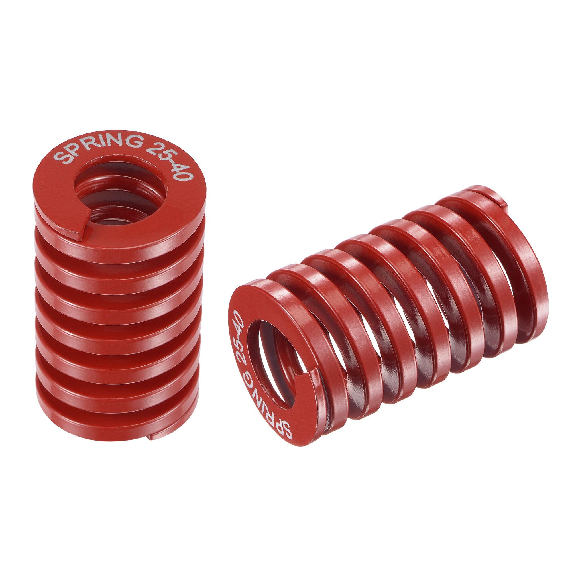 sourcing map 3D Printer Die Spring, 25mm OD 40mm Free Length 65Mn 1225N Load Capacity Compression Mould Die Springs Red 2pcs