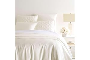 Pine Cone Hill Silken Solid Ivory Duvet Cover, King Size, Ivory Solid Pattern