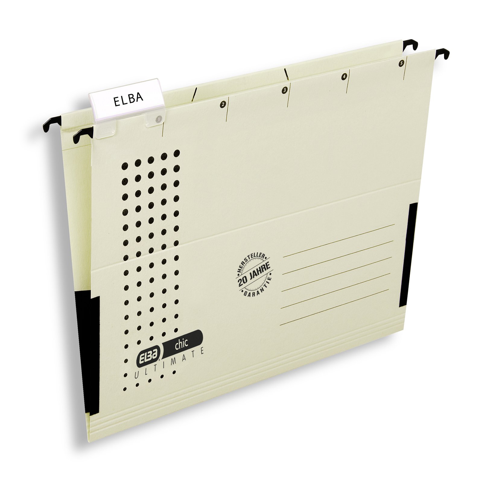 Elba Chic Ultimate 85743CH Suspension File with Closed Sides and Linen Edge Protectors Pack of 25 Chamois Colour