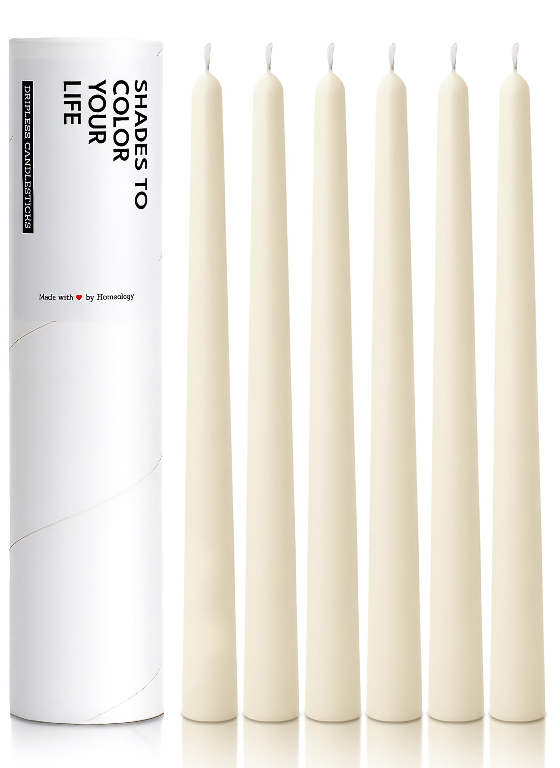 Photo 1 of Homeology 6 PK 10" Classic Taper Candles, Ivory, 7-8 Hours Long Burning, Unscented Tall Candlesticks