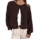BTFBM Cardigan Sweaters for Women Fall 2026 Long Sleeve Button Down Soft Loose Chunky Knit Outwear Cropped Winter Coats