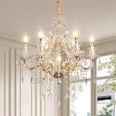 Huxzdjk Luxurious K9 Crystal Chandelier for Living Room & Bedroom – Elegant Modern Ceiling Light, Adjustable Height, Energy-E