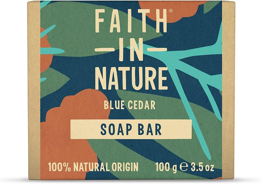 Faith In Nature Blue Cedar Hand Soap Bar 100g 3-Pack Vegan Cruelty Free