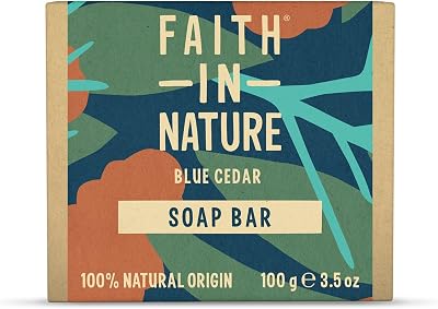 Faith In Nature Blue Cedar Hand Soap Bar 100g 3-Pack Vegan Cruelty Free