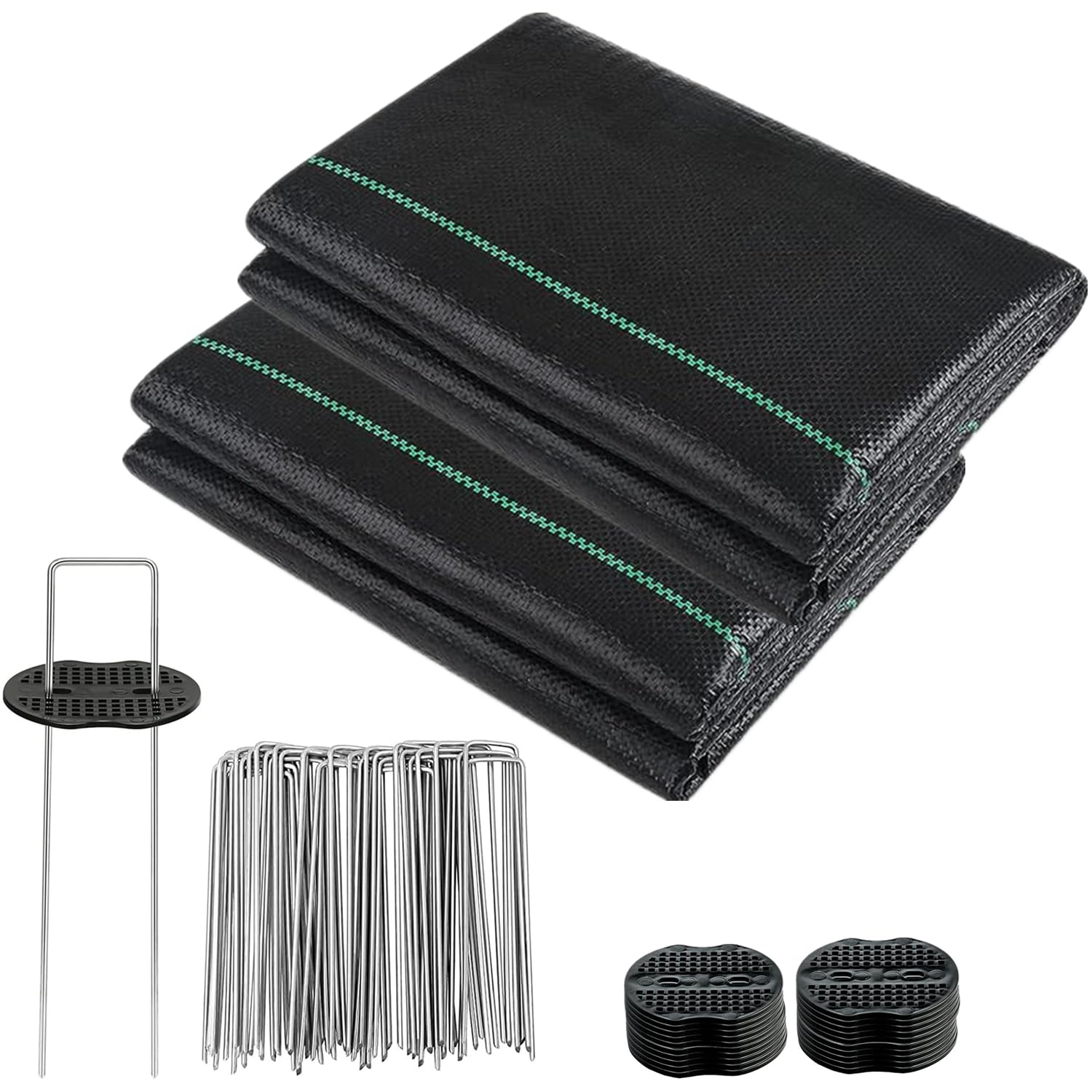 Photo 1 of 3ft x 100ft Weed Barrier Landscape Fabric, Heavy Duty Garden Weed Barrier Mat with 20 U-Shaped Staples