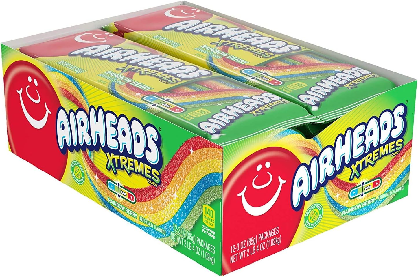 Airheads Xtremes Belts Sweetly Sour Candy, Halloween Treat, Rainbow Berry, Non Melting, Bulk Movie Theater and Party Bag, 3 oz (Pack of 12) : Grocery & Gourmet Food