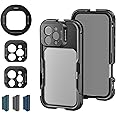 NEEWER 16 Pro Max Cage, Quick Release Video Rig Phone Stabilizer Compatible with iPhone 16 Pro Max with Adapters of 67mm Filter, 17mm Lens & T Mount Lens, Full Camera Control Access, PA074