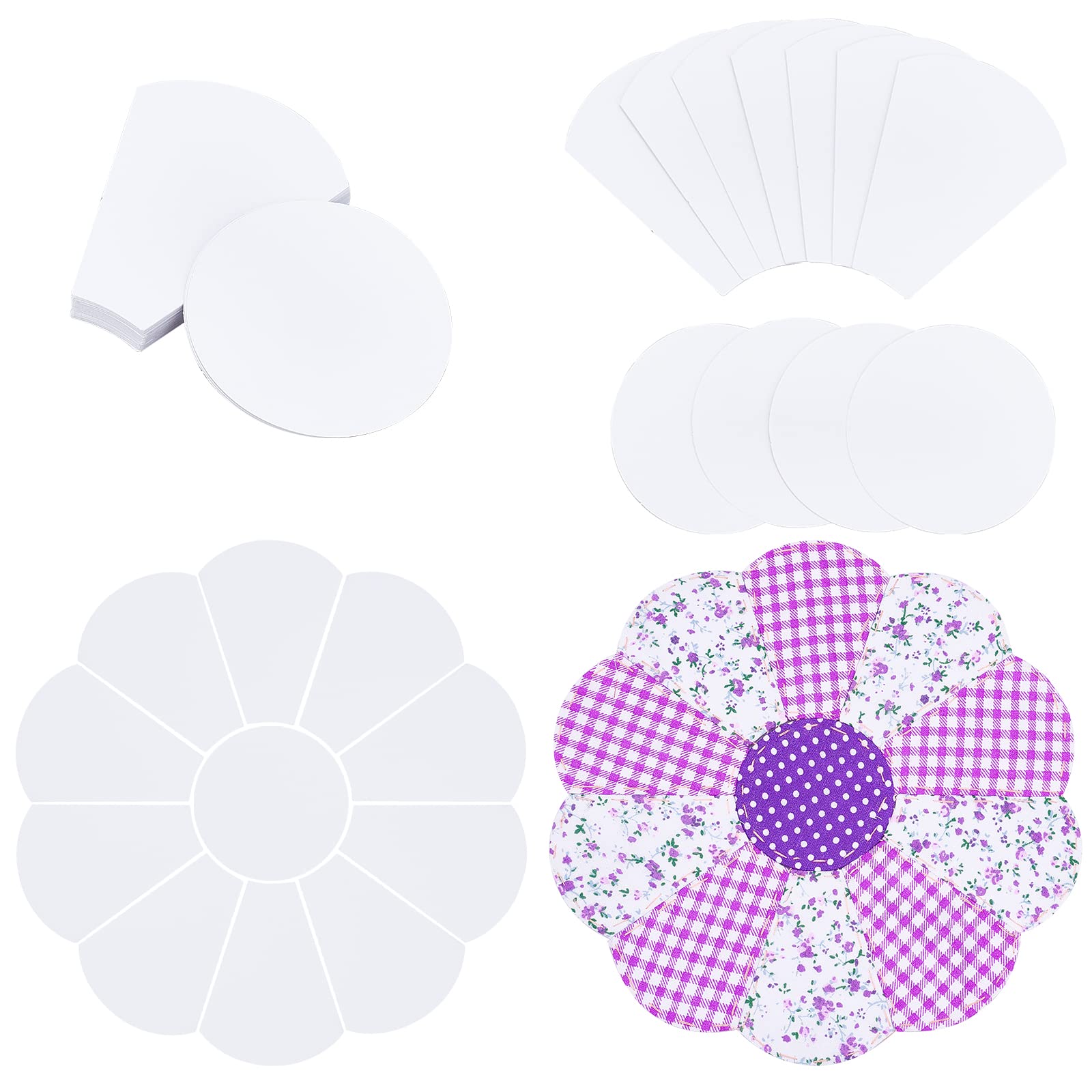 arricraft 44 Pcs Flower Shape Paper Quilting Templates, Handmade English Paper Piecing Trapezoid with Flat Round Patchwork Template for DIY Patchwork Sewing Crafts