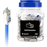 VCE Cat6 Shielded RJ45 Pass Through Connectors 100-Pack, 24-26 AWG, STP/FTP | 3 Prong Gold Plated 8P8C Modular Plug, Compatible with 24-26 AWG Solid or Stranded STP/FTP Network Cable and PoE
