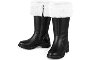 Boveco Santa Boots Men Christmas Shoes Adult Black Santa Claus Boots Costume Accessory Wide for Cosplay Xmas