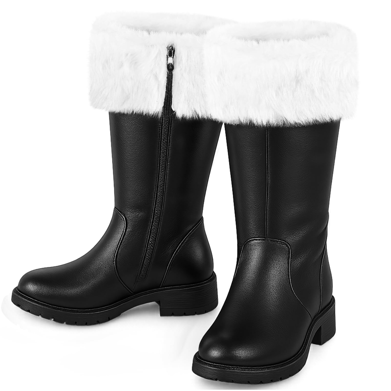 Photo 1 of Boveco Santa Boots Men Christmas Shoes Adult Black Santa Claus Boots Costume Accessory Wide for Cosplay Xmas