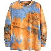 RoseSeek Boy's Tie Dye T Shirts Crew Neck Long Sleeve Tee Tops Casual Fall Tshirt