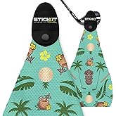 STICKIT Magnetic Golf Towel, Teal Tiki | Top-Tier Microfiber Golf Towel with Deep Waffle Pockets | Industrial Strength Magnet for Strong Hold to Golf Carts or Clubs