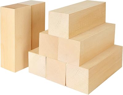MIVIDE 8Pcs Basswood Carving Blocks 6x2x2 Inches Unfinished Wood Blocks for