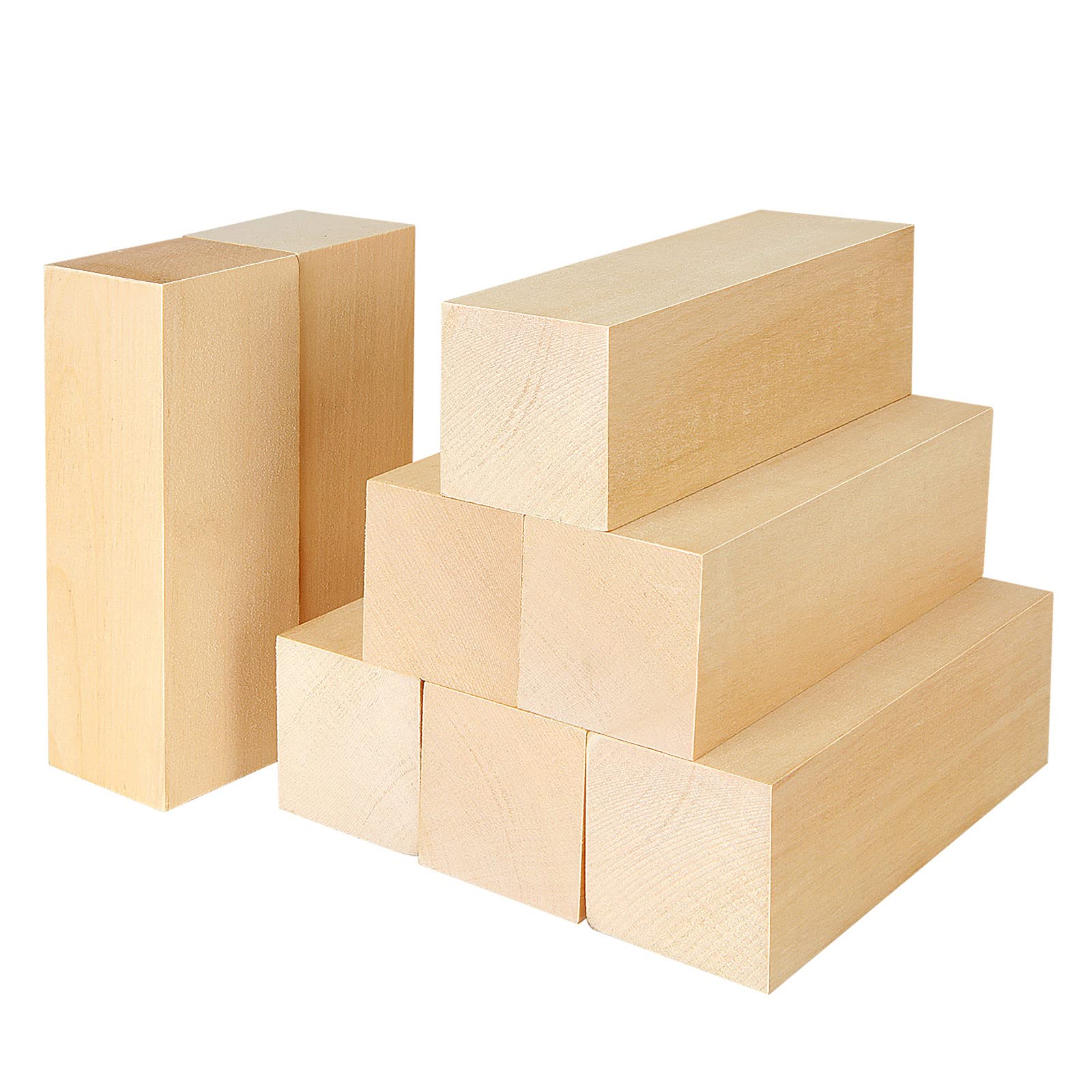 MIVIDE 8PCS 15x5x5CM Large Basswood Carving Blocks,Carving Wood Block, Unfinished Wood Blocks for Carving and Whittling