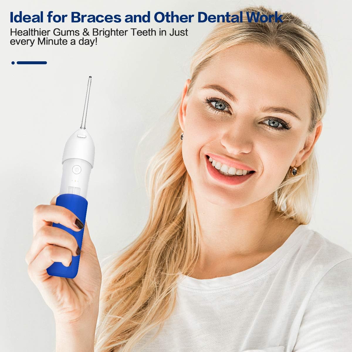 Water Flosser, Portable Oral Irrigator Cordless Teeth Cleaner, Ipx7 Waterproof Power Dental Flossers Professional Care for Home & Travel - 2020 Newest (Klein Blue): Health & Personal Care
