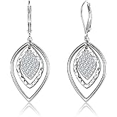 Leverback Sterling Silver 14K Gold Dangle Earrings for Women Trendy Hypoallergenic Drop Earring Statement Dangle Dangling Cubic Zirconia Earrings Jewelry Gifts