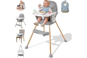 zebrater Baby High Chair, High Chairs for Babies, Portable Dining Seat with Adjustable Food Tray & Footrest, Compact Infant F