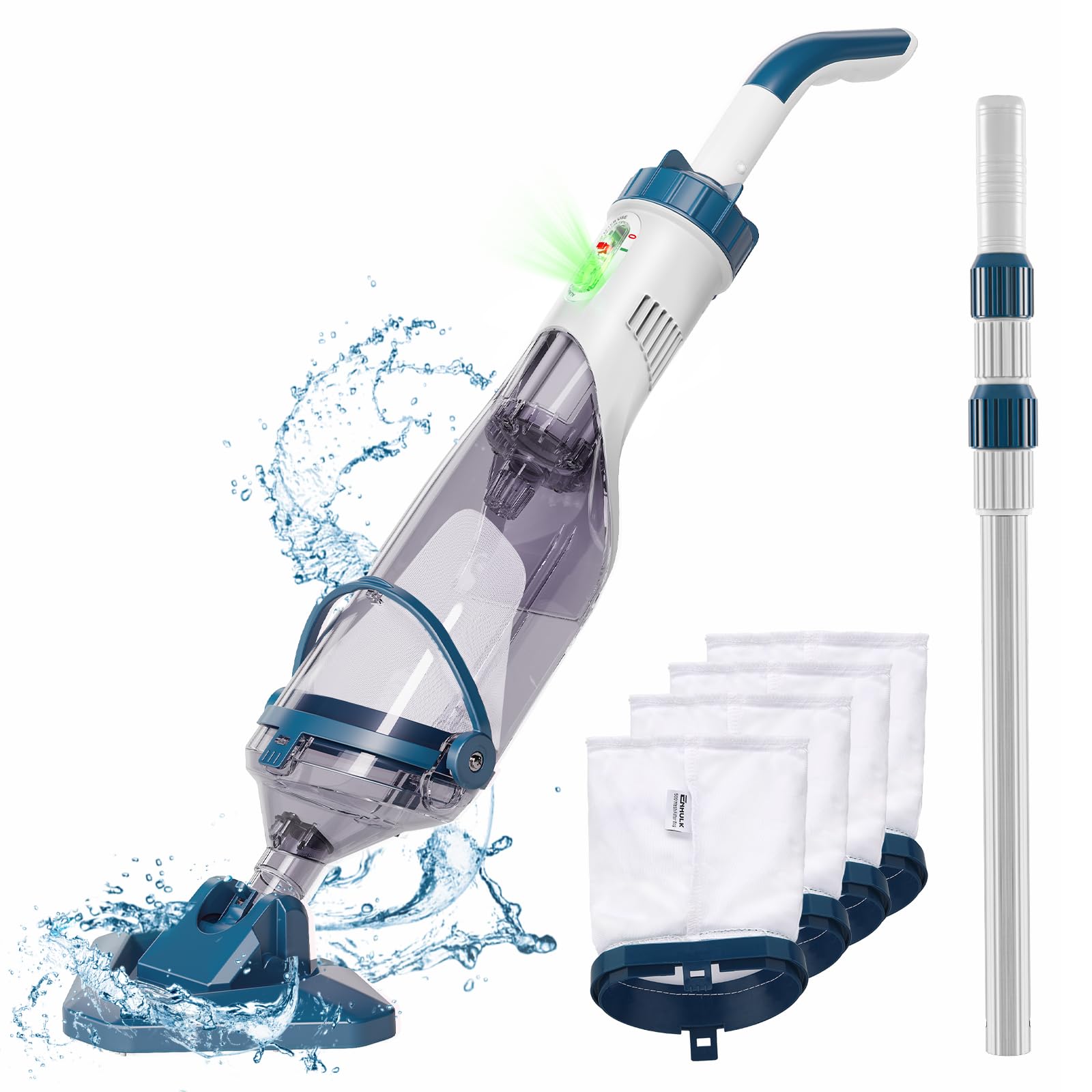 Photo 1 of (2024 New Version) Pool Vacuum for Above Ground Pool with a Telescopic Pole, Running time up to 1H, T403 Handheld Rechargeable Pool Cleaner with Powerful Suction up to 18.5 gallons/min