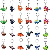FLOWERBB 24 Pcs Guest Dinosaur Dragon Keyring Keychain Pendant for Kids Party Bag Filler Dinosaur Theme Party Favors Pendant Birthday Party Supply Decoration