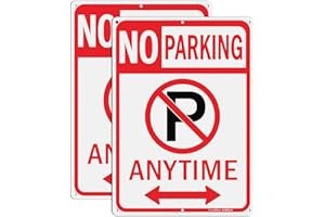 GicnKeuz Large No Parking Anytime Sign with Arrows, 14x10 Inches No Parking Sign, Reflective Aluminum, Fade Resistant/Waterproof, Indoor or Outdoor Use (2-Pack)