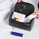 Etercycle Leather Toiletry Bag Hanging Wash Bag Waterproof Jet Black view 6