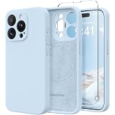 SuydanBox Magnetic for iPhone 12 Pro Max Case Silicone Light Blue | Fit for MagSafe, Screen Protector, Full Camera Protection, Silicone Shockproof Protective Phone Case for iPhone 12 Pro Max