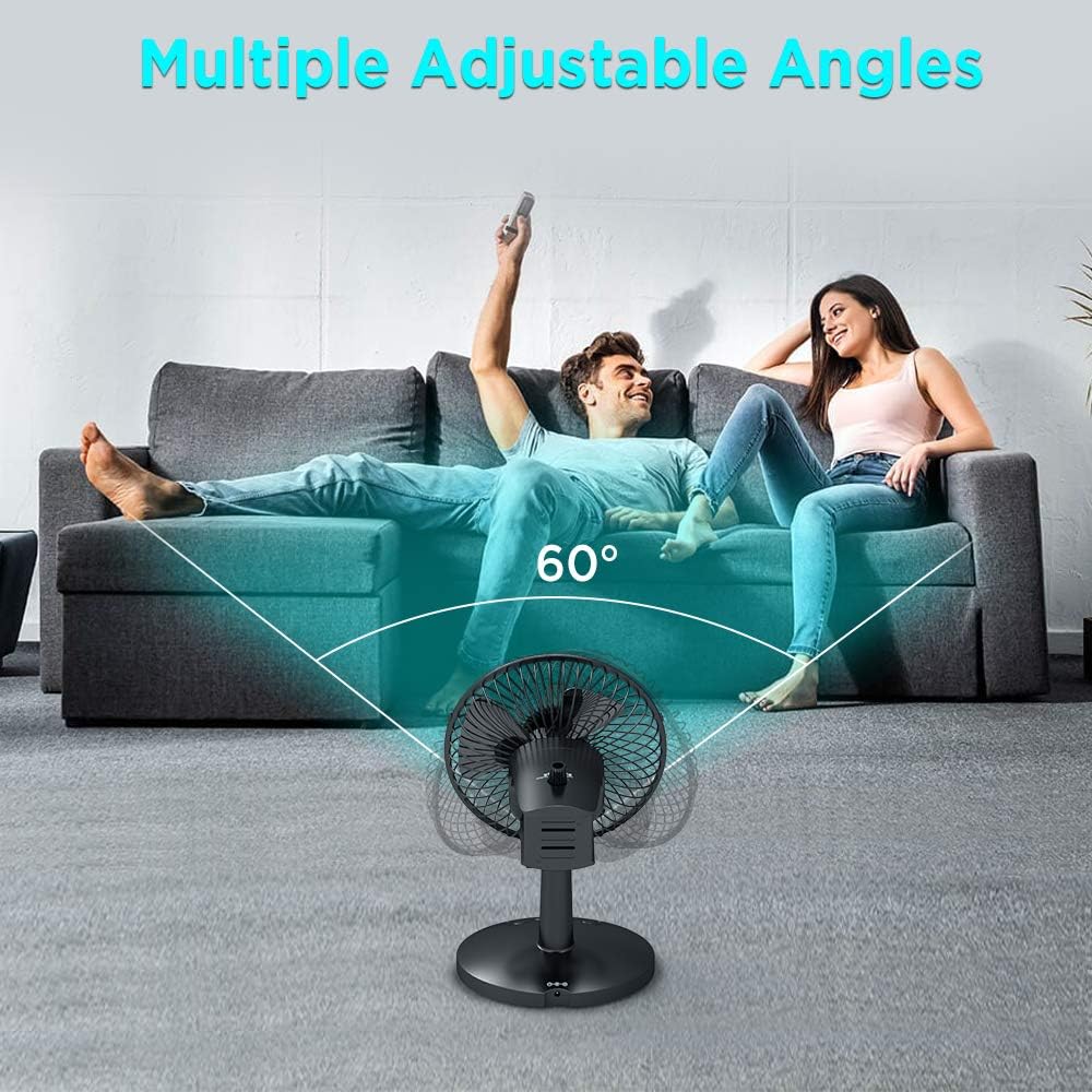 EasyAcc USB Desk Fan,Oscillating Desk Fan Floor Fan 3 Speed Adjustable Head Mini Small Table Fan Electric Automatic Personal Portable Cooling Fan Quiet Brushless Fan for Home Office Travel BBQ Camping: Home & Kitchen