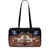 Medium Nylon Bowler Bag - Western Appliqué