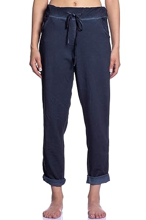 Abbino Hosen Damen - Made in Italy - Herbst-Winter-Kollektion Taillenhose mit Gummizug schrumpfen Die Hose ist weit und beque