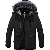 wantdo Men's Puffer Jacket Thick Winter Coats Warm Parka Outerwear with Faux Fur Hood
