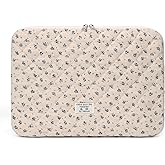 Puffy Laptop Sleeve Case Cute Computer Bag Flower Printed Quilted Laptop Carrying Cases Floral Pattern Protective Cover