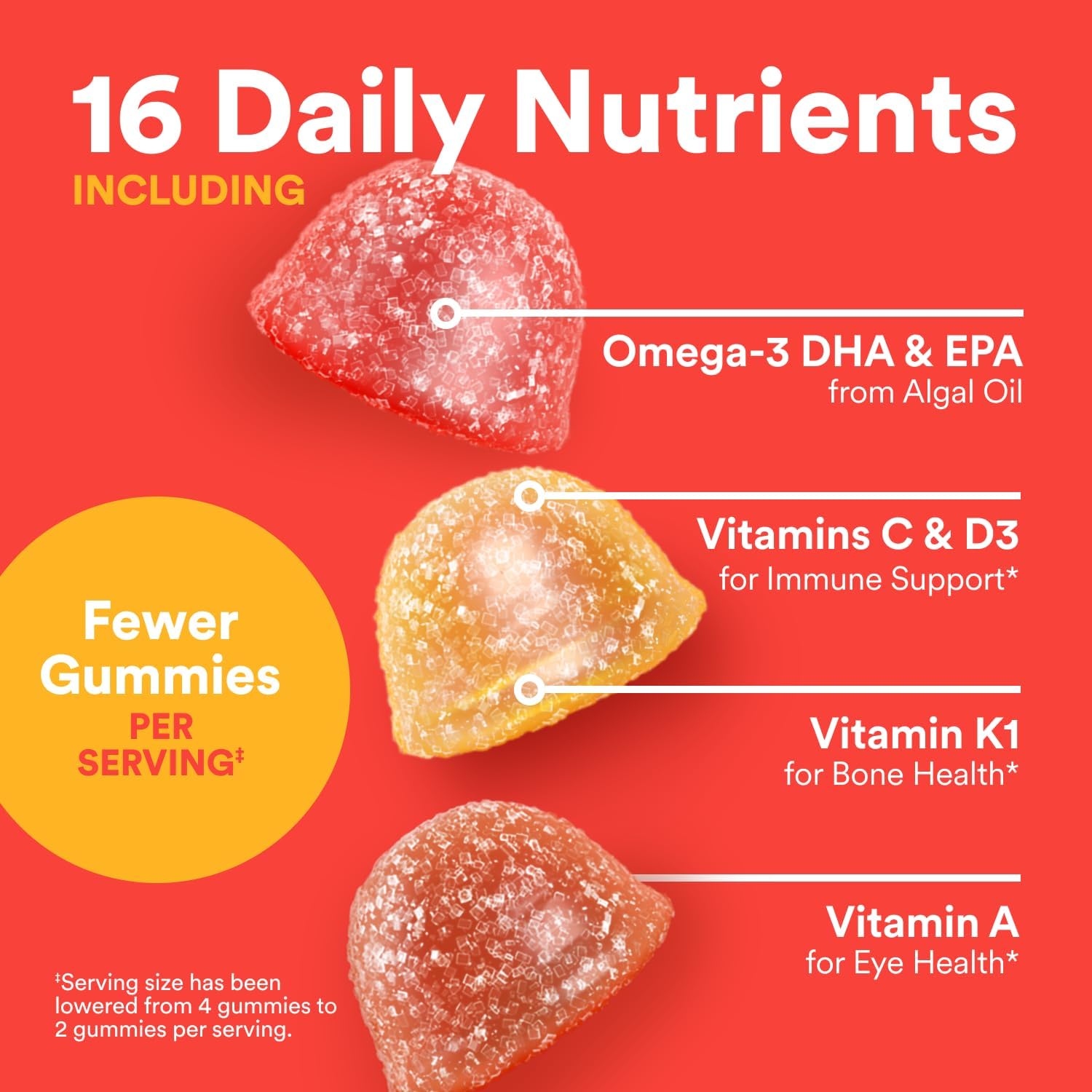 SmartyPants Kids Multivitamin Gummies - Improved Formula: Omega 3 (DHA/EPA), Vitamins D3, C, B12, B6, Vitamin A, K & Zinc, Gluten Free, Three Fruit Flavors, 60 Count (30 Day Supply)