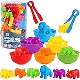 USATDD Counting Animal Toys Color Matching Games Preschool Learning Activities Sorting Stacking Toys Math Couting Educational Sensory Montessori Toy for Toddlers Kids Ages 3 4 5