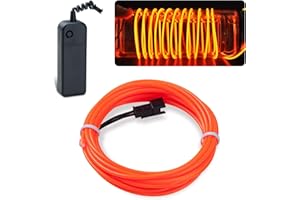 lychee 15ft EL Wire Neon Glowing Strobing Electroluminescent Light El Wire w/Battery Pack for Parties, Halloween Decoration (Orange)