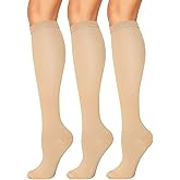 NANNBAKE 3 Pairs Compression Socks for Women & Men 15-20 mmHg,Best Support for Cycling Athletic Hiking Running