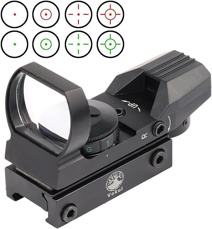 Tactical 4 Reticle Red Dot Open Reflex Sight with WeaverPicatinny Rail