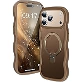 Pmteyoim [Wave Frame+Mag Stand] Designed for iPhone 17 Pro Max Case, [Fit for MagSafe] Translucent Silicone Protective Magnetic Ring Phone Case Cover for 17 Promax 6.9 inch Men Women, Desert Titanium