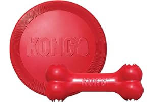 KONG - Goodie Bone and Flyer - Durable Rubber Chew Bone and Flying Disc - for Medium/Large Dogs