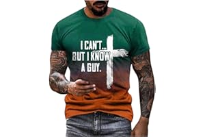 FXBAR Novelty Tshirts I Can't But I Know A Guy Letter Printed T-Shirts for Men Funny Christian Shirts