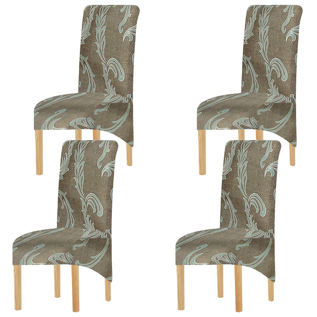 KELUINA Printing Fabric Stretch XL Chair Covers for Dining Chairs, 2/4/6 Pcs Elastic Large Chair Slipcover for Dining Room Wedding Banquet Party Decoration (Multi-6, 4 Pack)